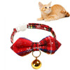 5 PCS Snowflake Christmas Red Plaid Adjustable Pet Bow Tie Collar Bow Knot Cat Dog Collar, Size:S 17-30cm, Style:Pointed Bowknot With Bell