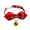 5 PCS Snowflake Christmas Red Plaid Adjustable Pet Bow Tie Collar Bow Knot Cat Dog Collar, Size:S 17-30cm, Style:Pointed Bowknot With Bell