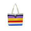 3 PCS Color Canvas Stripe Contrast Color Shoulder Bag Casual Trend Large Capacity Handbag Green Shopping Bag(Purple)