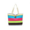 3 PCS Color Canvas Stripe Contrast Color Shoulder Bag Casual Trend Large Capacity Handbag Green Shopping Bag(Blue)