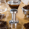 Stainless Steel Solid Wood Handle Integrated Coffee Powder, Specification:57.5mm, Color:Aluminum Integration