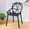 2 PCS Fashion Simple Modern Plastic Backrest Chair Openwork Dining Chair(Black)