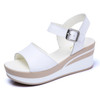 Buckle Wedge Casual Wild Sandals for Women (Color:White Size:36)