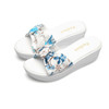 Bowknot Print Thick Bottom Increased Wedge Slippers Sandals for Women (Color:Blue Size:40)