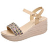 Fashion Woven Casual Versatile Wedge Increased Sandals for Women (Color:Apricot Purple Size:35)