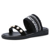 Lightweight Non-slip Wear-resistant Pearl Woven Lightweight Sandals for Women (Color:Black Size:36)