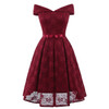 Sexy Short Evening Dress Lace A-line Party Formal Dress Graduation Dresses with sash, Size:XXL(Burgundy)