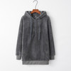 Long-sleeved Hooded Solid Color Women Sweater Coat (Color:Dark Gray Size:XXL)