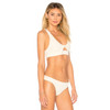 Solid Color Sexy Mesh Split Bikini Swimsuit (Color:White Size:M)