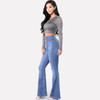 Slim-fit High-waisted Buttocks Denim Flared Pants (Color:Baby Blue Size:XL)