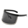 Diamond Anti-peeping Sun Mirror Integrated Anti-foam Sunscreen Mask Glasses(Bright Black Frame)