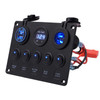 Multi-function Combination Switch Panel Voltmeter + Cigarette Lighter Socket + 5 Way Switches + Dual USB Charger  for Car RV Marine Boat(Blue Light)