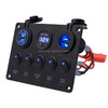 Multi-function Combination Switch Panel Voltmeter + Cigarette Lighter Socket + 5 Way Switches + Dual USB Charger  for Car RV Marine Boat(Blue Light)