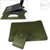 PU05 Sleeve Leather Case Carrying Bag with Small Storage Bag for 14.1 inch Laptop(Green)