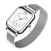 SKMEI 9207 Fashion Creative Simple Watch Men Magnetic Buckle Mesh Belt Steel Belt Couple Quartz Watch(Silver White)