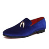 Casual Sickle Suede Men Shoes Flat Slip-on Pointed Toe Dress Shoes Loafer, Size:46(Blue)