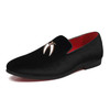 Casual Sickle Suede Men Shoes Flat Slip-on Pointed Toe Dress Shoes Loafer, Size:37(Black)
