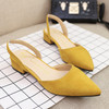 Women Piont Head Toe Suede Flat Bottom Sandals, Shoe Size:36(Yellow)