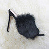 Rabbit Fur High Heel Sandals Party Women Shoes, Size:41(Black)