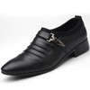 Men Set Business Dress Shoes PU Leather Pointed Toe Oxfords Shoes, Size:44(Black)