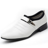Men Set Business Dress Shoes PU Leather Pointed Toe Oxfords Shoes, Size:44(White)