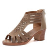 Crystal Hollow Out Peep Toe Wedges Sandals, Size:36(Apricot)