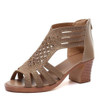 Crystal Hollow Out Peep Toe Wedges Sandals, Size:36(Apricot)