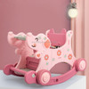 Trojan Children Rocking Horse Baby Toy Rocking Car Dual-use Rocking Chair Rocking Horse, Style:Building Block Version(Cherry Pink)