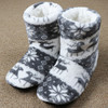 Plush Christmas Cotton Coral Printed Indoor Boots, Size:25cm(Grey)