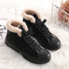 Solid Color Plus Velvet High-Top Canvas Cotton Shoes, Shoe Size:38(Black)