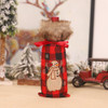2 PCS Christmas Decorations Red And Black Gingham Machine Embroidered Fur Collar Wine Bag Champagne Sleeve(B395 Snowman)