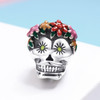 Halloween Collection 925 Sterling Silver Flower Skull Charms Colorful Enamel Beads Women Bracelets DIY Jewelry