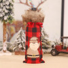 2 PCS Christmas Decorations Red And Black Gingham Machine Embroidered Fur Collar Wine Bag Champagne Sleeve(B394 Old Man)