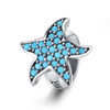 Blue Full Diamond Starfish Beaded Sterling Silver S925 Loose Beads DIY Bracelet Silver Beads