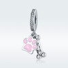 S925 Sterling Silver Dog Footprint Diamond Beads DIY Bracelet Accessories