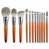 12 in 1 Soft Quick-drying Makeup Brush Set for Beginner, Exterior color: 12 Makeup Brushes + Silver Tube
