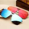 Retro Fashion Sunglasses Men and Women Coloured Lense Sun Glasses(Black+Gray)