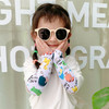 Childrens Summer Cool Sunscreen Ice Silk Printing Sleeves, Size:One Size(Zoo White)