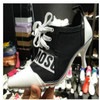 Fine Pointed Toe Personality Canvas High Heels, Shoes Size:35(Black)
