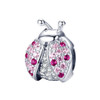 925 Sterling Silver Ladybug Pink Cubic Zircon Insect Charms Beads For Bracelets DIY