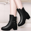 Round Head Boots with Thick Side Zipper Boots and Velvet Boots, Size:39(Black )