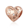 S925 Sterling Silver Heart-shaped Retro Pattern Rose Gold Plated Beads DIY Bracelet Accessory
