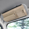 Car Sun Block Glasses Case Document Holder Car Plastic Frame Zipper Type Multi-Function Card Bag Storage Bag(Beige)