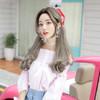 Ladies Mid-length Straight Hair Pear Flower Head Wig, Colour: Aoki Linen Grey