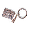 Wrist Ring PU Leather Card Case Key Chain Coin Purse(Coffee Leopard)