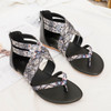 Ladies Summer Sandals Bohemian Stlye Casual All-Match Flat Shoes, Size: 37(Black)