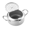 24cm Fryer Pot Household Non-Stick Pan Temperature Control Mini Frying Pot(Silver)