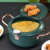 24cm Fryer Pot Household Non-Stick Pan Temperature Control Mini Frying Pot(Olive Green)