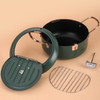 24cm Fryer Pot Household Non-Stick Pan Temperature Control Mini Frying Pot(Olive Green)