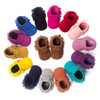 Newborn Baby PU Suede Moccasins Soft Shoes Fringe Soft Soled Shoes First Walker, Length: 13.5(Blue)